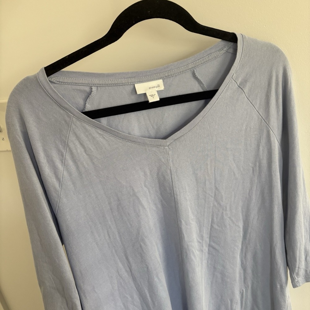 PURE JILL By J JILL Pastel Blue Cotton/Modal Seamed‎ Pockets Tunic Top Size S